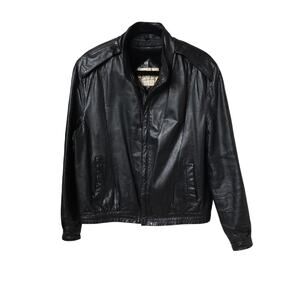 Berman's Vintage Black Leather Cafe Racer Bomber Jacket Mens Size 44